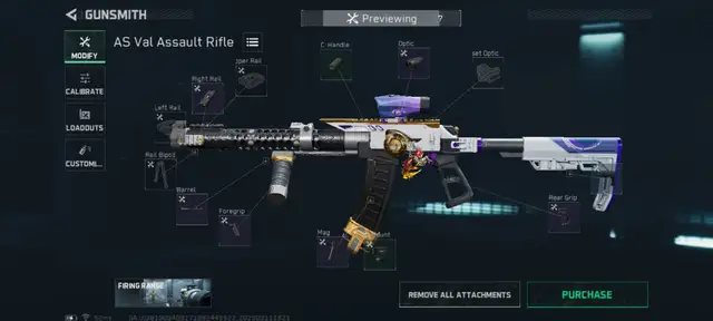 AS Val 烽火地帶 Garena 來源配裝圖,方案 706